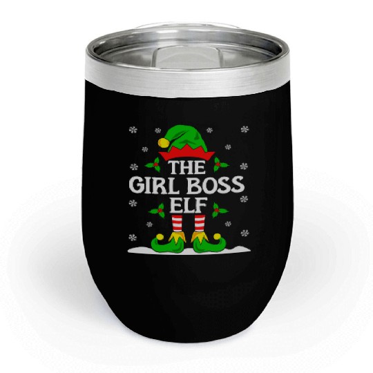 Girl Boss Elf Christmas Chill Wine Tumblers