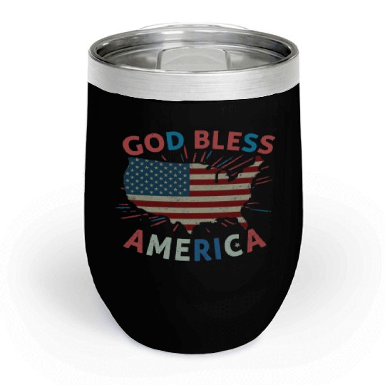 God Bless America Chill Wine Tumblers Design