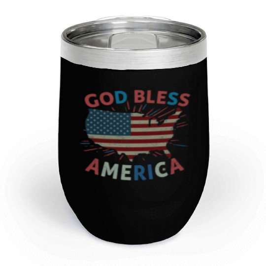 God Bless America Chill Wine Tumblers Design