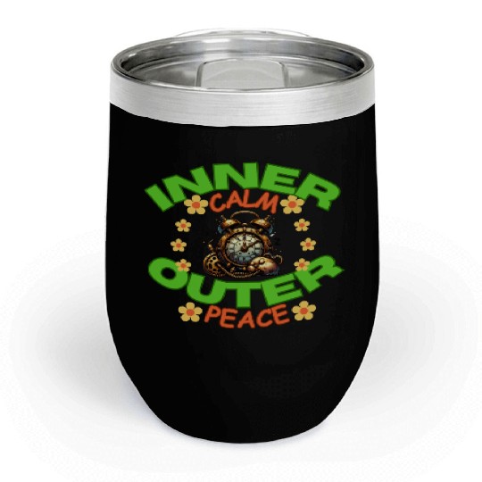 Inner calm outer peace calm yoga saying Chill Wine Tumblers