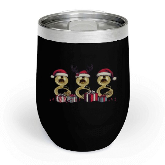 Sousaphone Christmas Orchestra Brass Band Chill Wine Tumblers