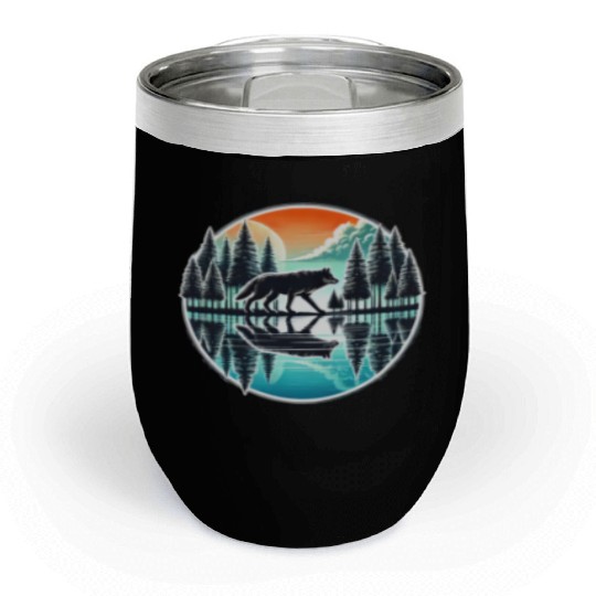 wolf forest Reflection Scenic Wilderness lovers Chill Wine Tumblers