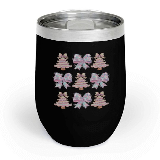 Christmas Coquette Bow, Merry Christmas Chill Wine Tumblers