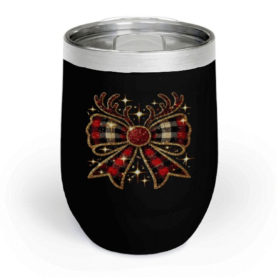 Christmas Reindeer Bow, Merry Christmas Chill Wine Tumblers