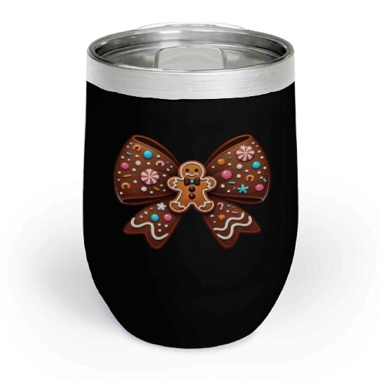Gingerbread Bow, Merry Christmas Chill Wine Tumblers