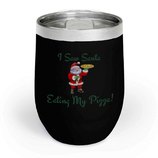 Funny Christmas Pizza Design Chill Wine Tumblers