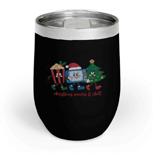 Christmas Movies, Christmas Retro Chill Wine Tumblers
