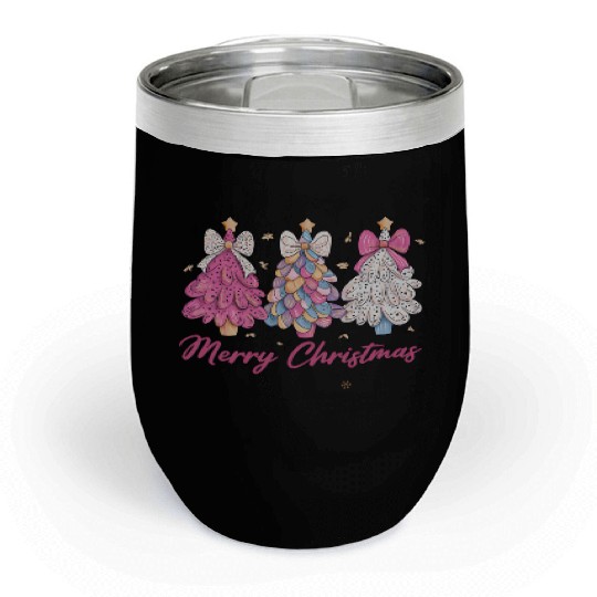Merry Christmas, Christmas Retro Chill Wine Tumblers