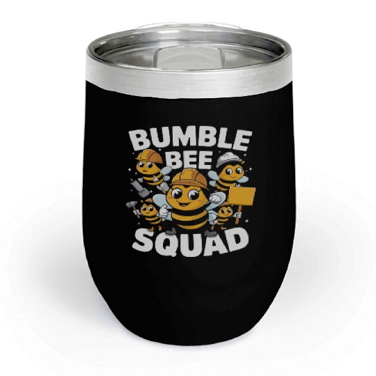 Fun Bumblebee Squad Cartoon Art Chill Wine Tumblers