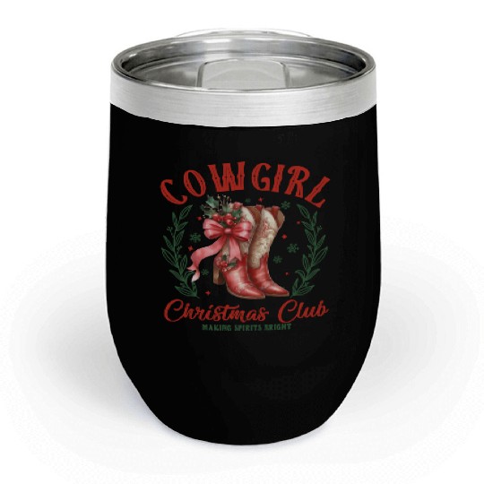 Cowgirl Christmas, Christmas Vintage Chill Wine Tumblers