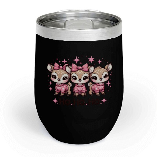 Ho Ho Ho Christmas Cute Baby Deer Chill Wine Tumblers