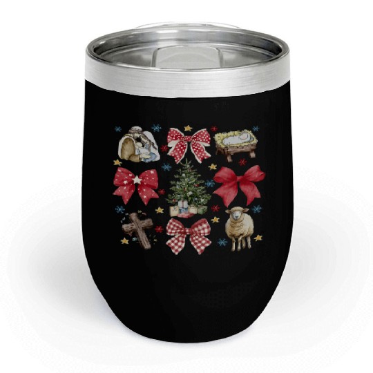 Merry Christmas, Christmas Retro Chill Wine Tumblers