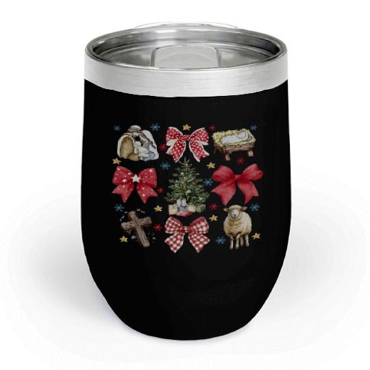 Merry Christmas, Christmas Retro Chill Wine Tumblers