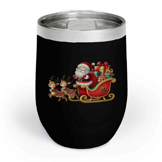 Santan Christmas, Merry Christmas, Christmas Retro Chill Wine Tumblers