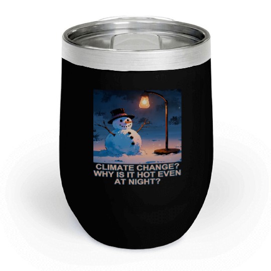 Frosty Snowman Under Street Lights Christmas Chill Wine Tumblers