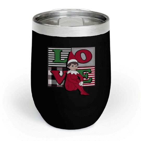 Elf on the Shelf Christmas Love Stacked Plaid Chill Wine Tumblers