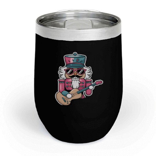 Nutcracker Playing Guitar Chill Wine Tumblers