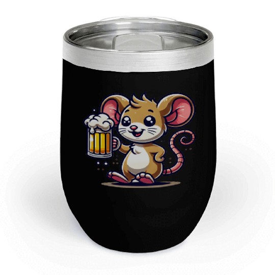 Cute Mouse Drinking Beer Chill Wine Tumblers
