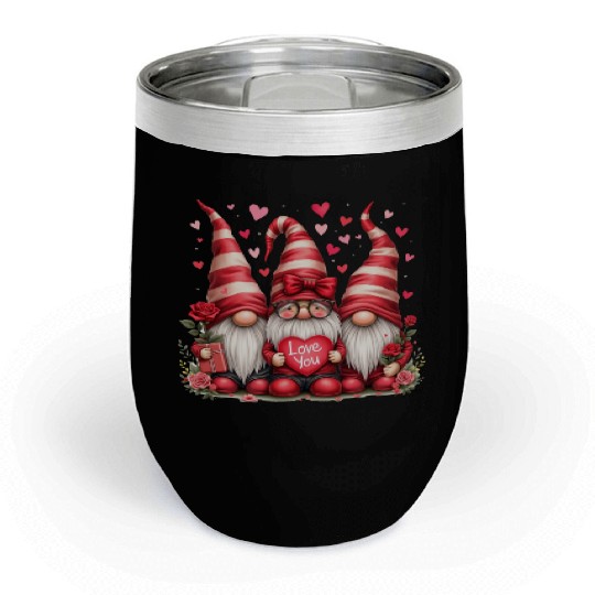 Gnomes Valentines Revelin, Valentine Retro Chill Wine Tumblers