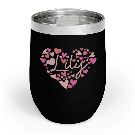I love Lily hearts in Green Chill Wine Tumblers