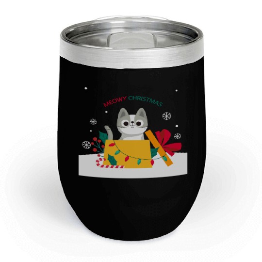 Meowy Christmas Surprise! Chill Wine Tumblers
