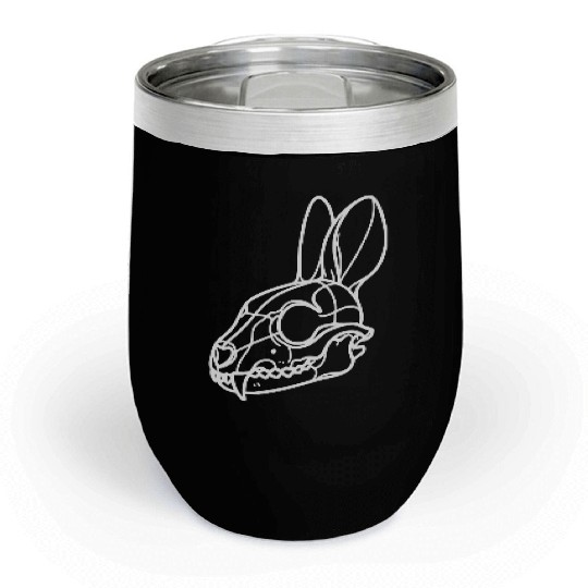 Minimalistic Vector Rabbit Skull Kids Drawing Chill Wine Tumblers