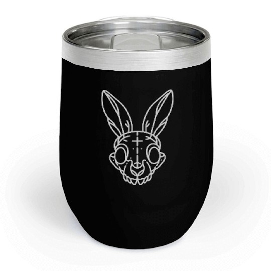 Minimalistic Vector Rabbit Skull Kids Drawing Chill Wine Tumblers