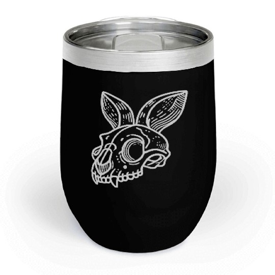Minimalistic Vector Rabbit Skull Kids Drawing Chill Wine Tumblers