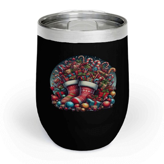 Overflowing Christmas Stockings of Joy Chill Wine Tumblers