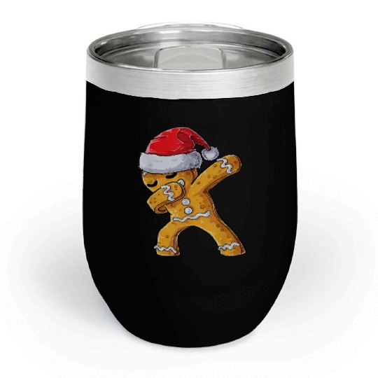 Dabbing Gingerbread Santa Christmas Xmas Cookie Chill Wine Tumblers