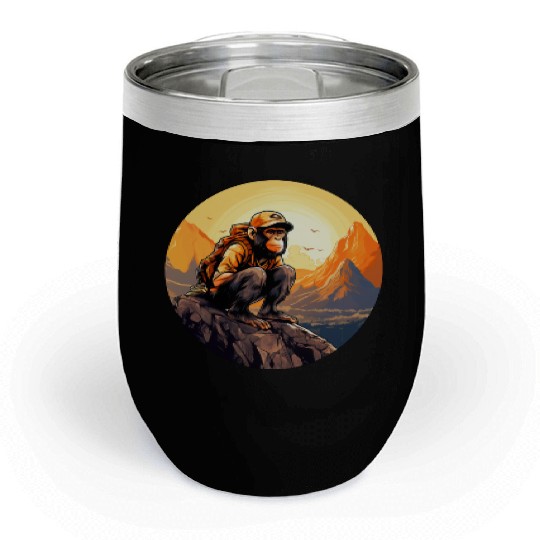 Monkey hiking / mountaineering monkey Chill Wine Tumblers