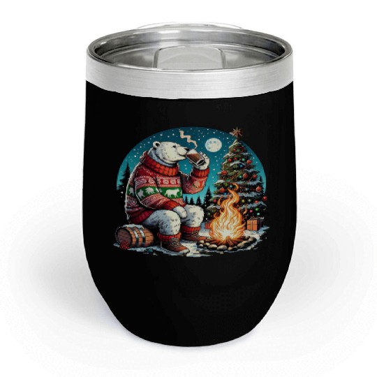 Cozy Christmas Polar Bear: Eggnog & Fireside Cheer Chill Wine Tumblers