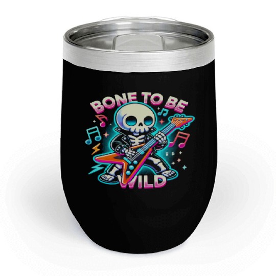 Skeleton Guitar Player Bones Guitarist Musician Chill Wine Tumblers