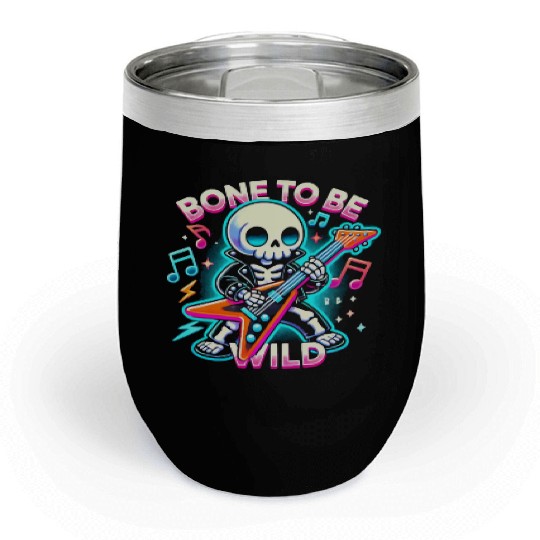 Skeleton Guitar Player Bones Guitarist Musician Chill Wine Tumblers