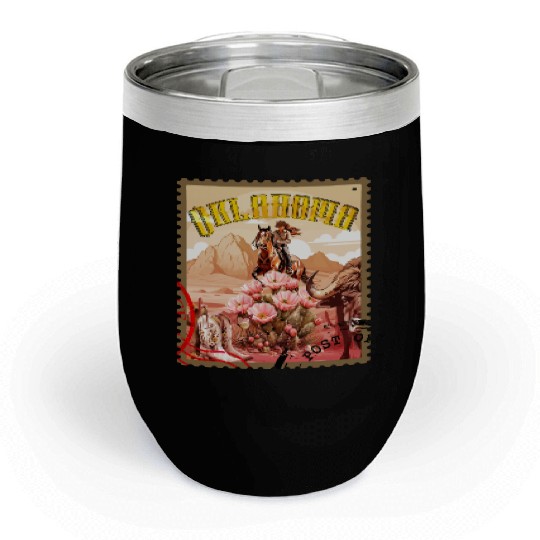 Oklahoma Cowgirl Stamp Chill Wine Tumblers