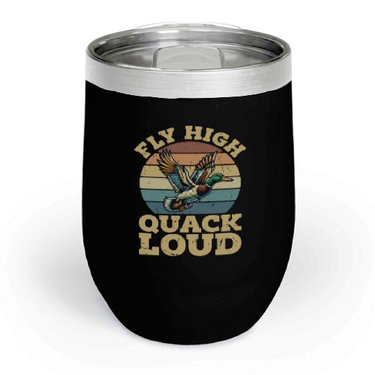 Mallard Duck Fly High Quack Loud Retro Water Bird Chill Wine Tumblers