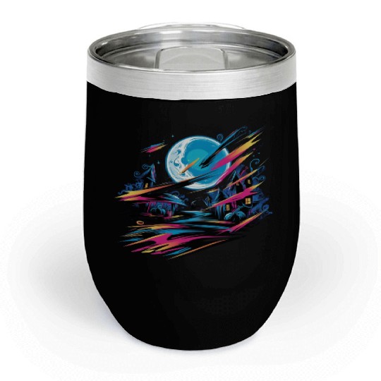 Chill Wine Tumblers Halloween Graffiti Design - Neon Abstract