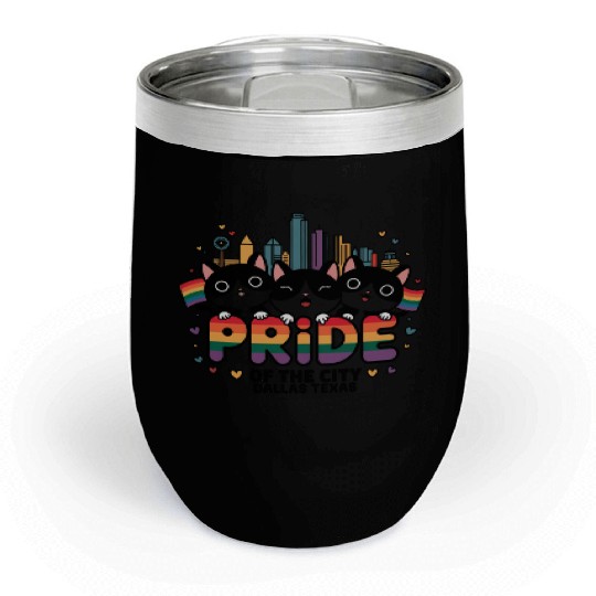 Pride of Dallas City Texas USA Rainbow Flag Chill Wine Tumblers