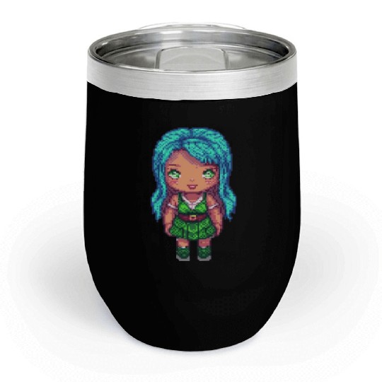 Mystic Emerald Sprite - Pixel Art Design Chill Wine Tumblers