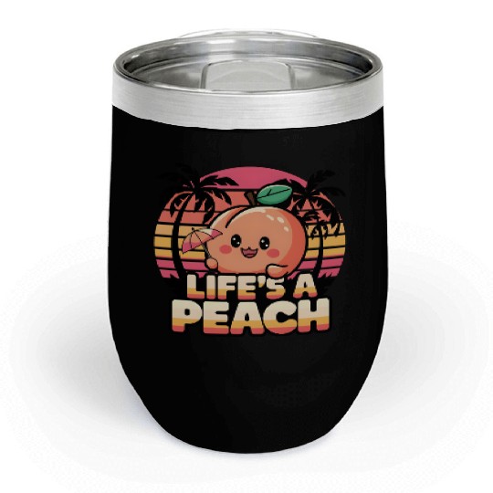 Life's a Peach | Cute Peach Design Chill Wine Tumblers