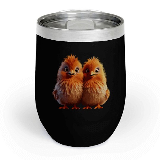 perfect match Adorable Chick Pair Cartoon Chill Wine Tumblers