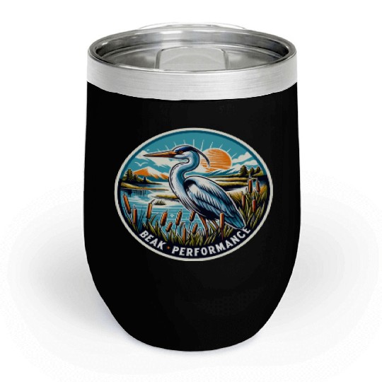 Great Blue Heron Beak Performance Retro Chill Wine Tumblers