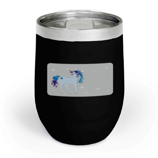 Fantasy unicorn - grey blue- design for kids Chill Wine Tumblers