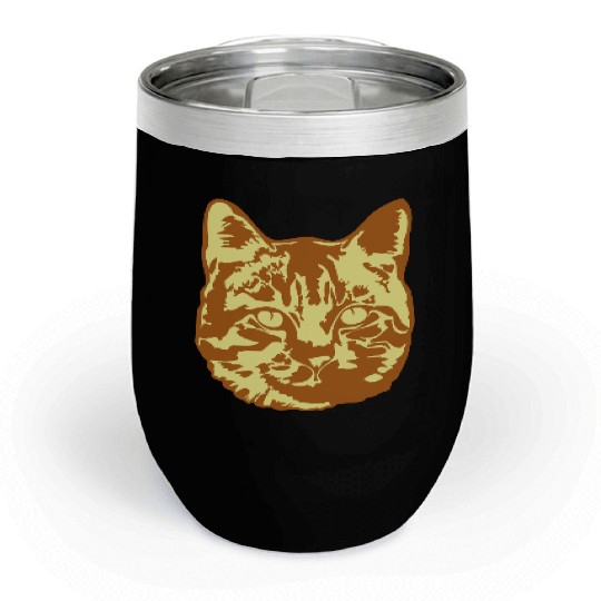 Cat Lover Realistic Pet Face Cute Cool Kitten Head Chill Wine Tumblers
