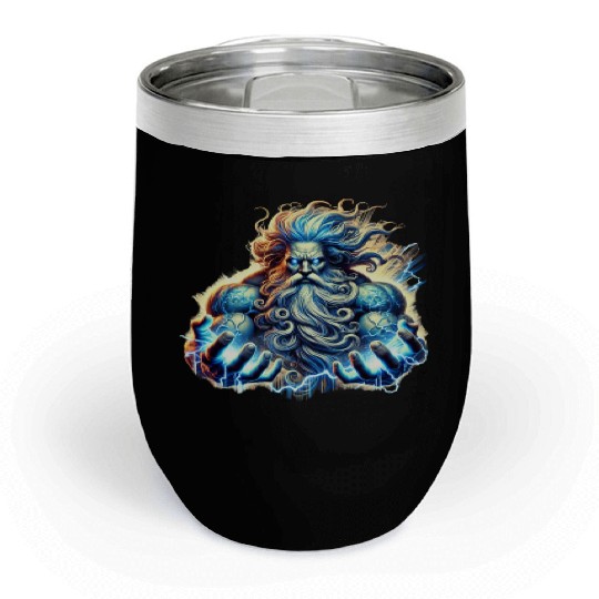 The Greek God Zeus with Lightning Chill Wine Tumblers