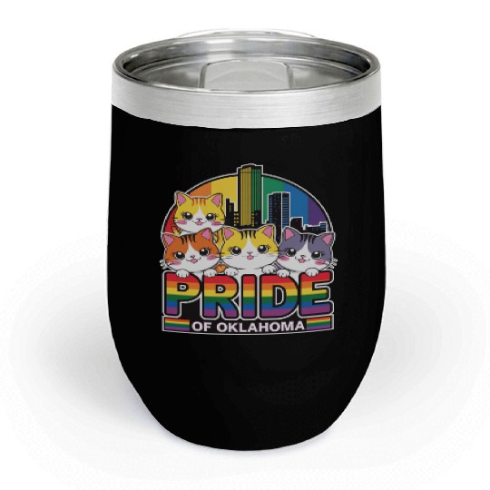 Pride of Oklahoma City USA Rainbow Flag Chill Wine Tumblers