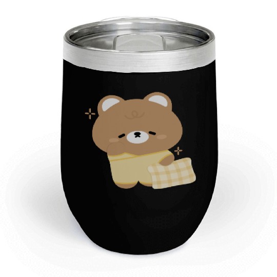Sleepy Brown Bear Chill Wine Tumblers