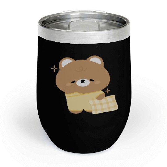 Sleepy Brown Bear Chill Wine Tumblers