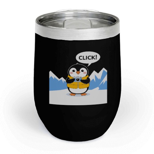Penguin Photographer Click Adventure Chill Wine Tumblers