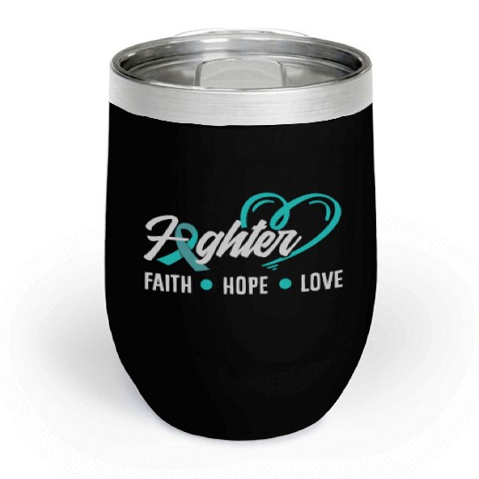 PTSD Awareness Faith Hope Love Fighter Chill Wine Tumblers